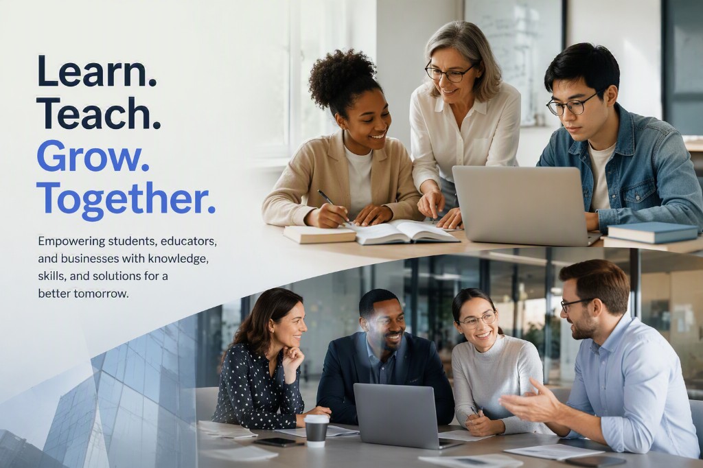 Learn. Teach. Grow. Together. Empowering students, educators, and businesses with knowledge, skills, and solutions for a better tomorrow.