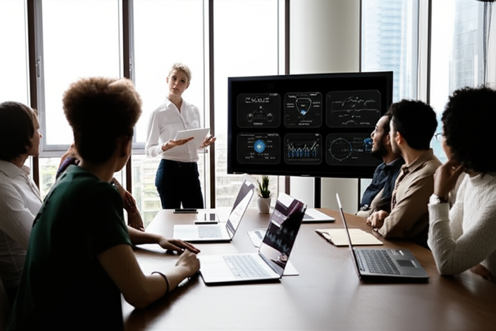 Professional team in a training workshop
